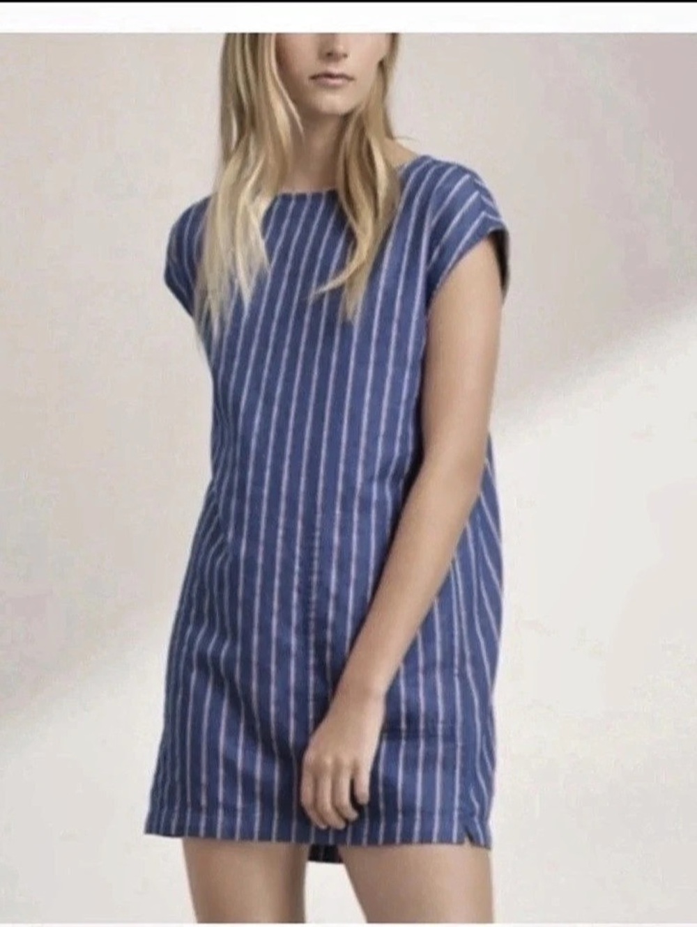 Wilfred Free Aritzia Striped T-Shirt Dress Blue & White Small